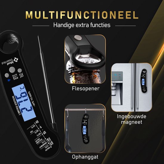 MostEssential Premium Fleischthermometer - BBQ-Thermometer - Schwarz