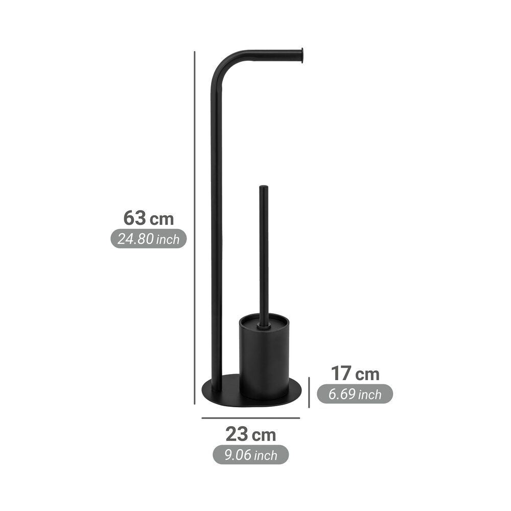 WENKO Levante WC-Set Schwarz – Standmodell – Edelstahl – 23 x 63 x 17 cm