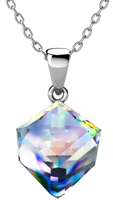 Yolora Damenhalskette mit Anhänger und Kalpa Camaka Kristall - Farbe Silber - 18K Weißgold vergoldet - Geschenkverpackt