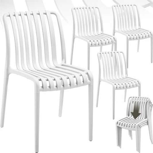 tectake® 4er Set Gartenstühle Alcudia - Creme - Kunststoffstühle - Stapelbar - Stühle für Garten, Terrasse oder Balkon - Wetterfest und UV-beständig - Belastbarkeit 120kg pro Gartenstuhl