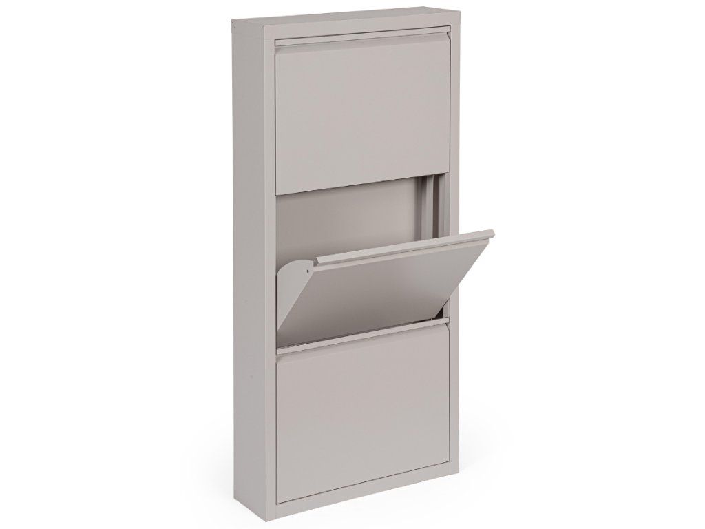 Bizzotto Eyvin Schuhregal – 3 Fächer – schwenkbare Türen – Metall – 50 x 15 x 106 cm – Taupe