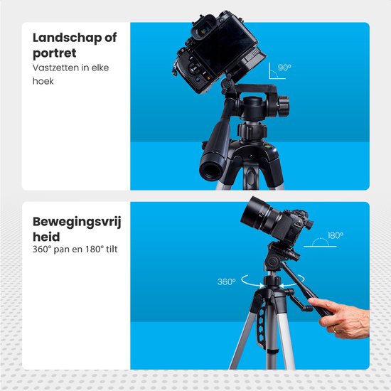 Auronic Stativ - Kamera - Telefon - Iphone - Stativ mit Smartphone-Halterung - Silber Grau