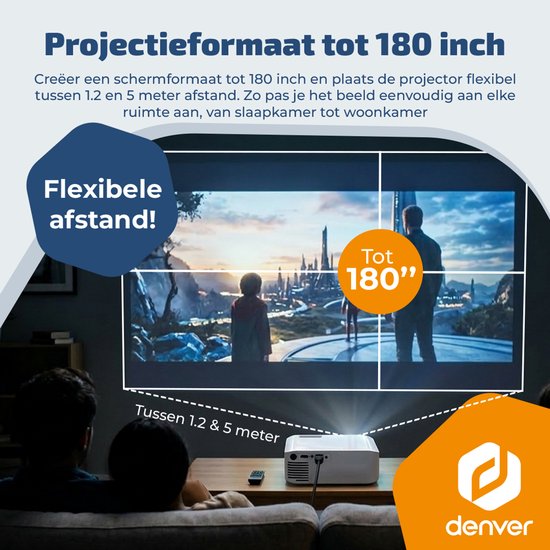 Denver Beamer – 4K 3840 x 2160p – 400 ANSI-Lumen – Projektor – Heimkino – HDMI – USB-C – PR4300