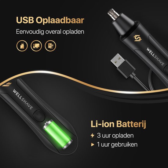 Wellshave 4 in 1 Nasentrimmer Ultimate - Alles in einem Augenbrauen- und Ohrhaartrimmer - Nasenhaartrimmer für Männer - Augenbrauentrimmer