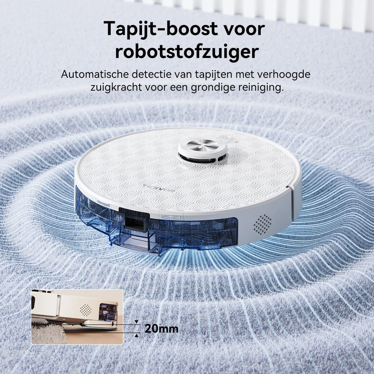 Tesvor S8 Pro Roboterstaubsauger mit Wischfunktion – 8000 Pa Saugkraft, LiDAR-Navigation, Teppicherkennung, 240 Min. Betriebszeit – Weiß – 116,84 × 76,2 × 38,1 cm