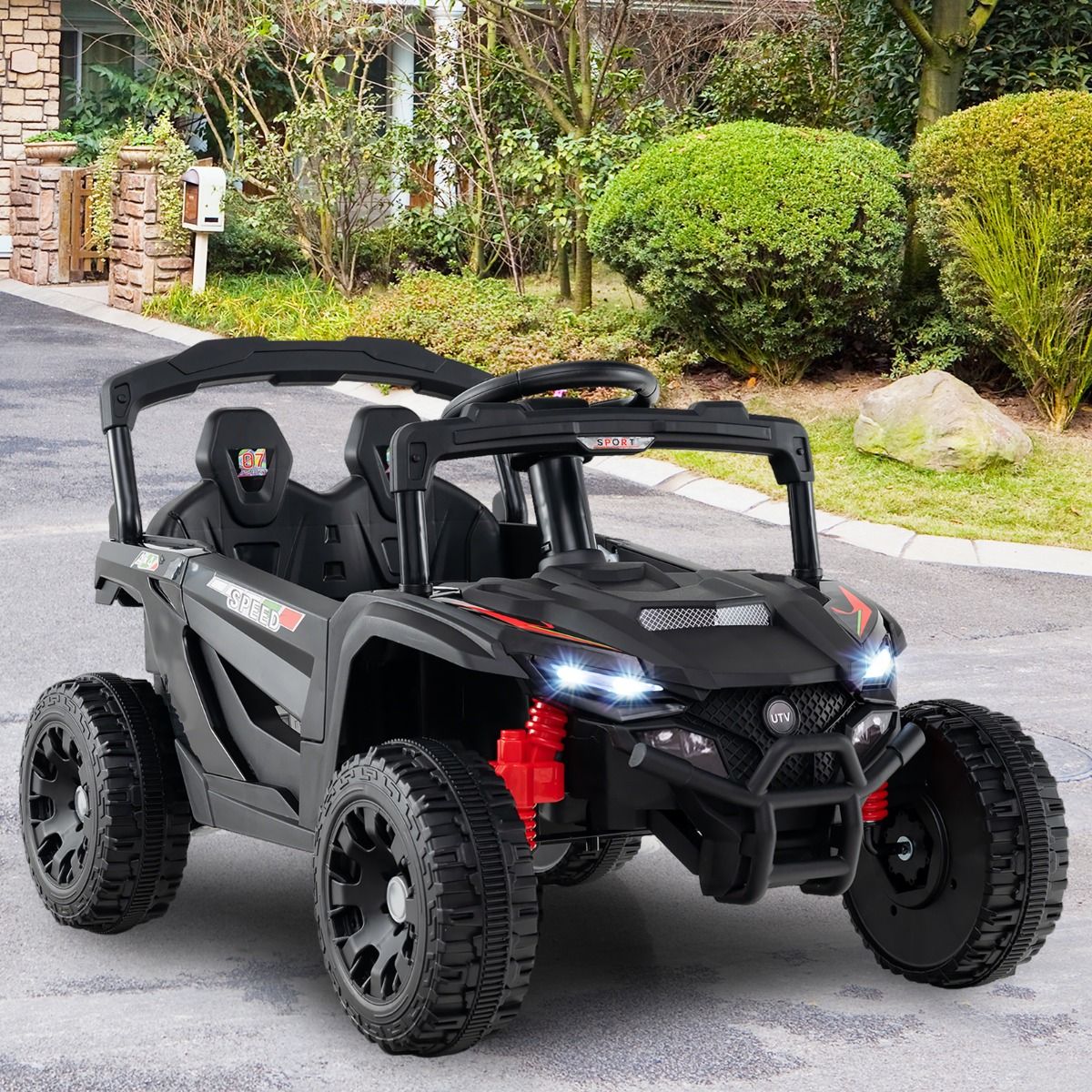 Coast Elektro-Kinderauto – 12-V-Akku – Fernbedienung – schwarzes UTV – geeignet ab 3 Jahren