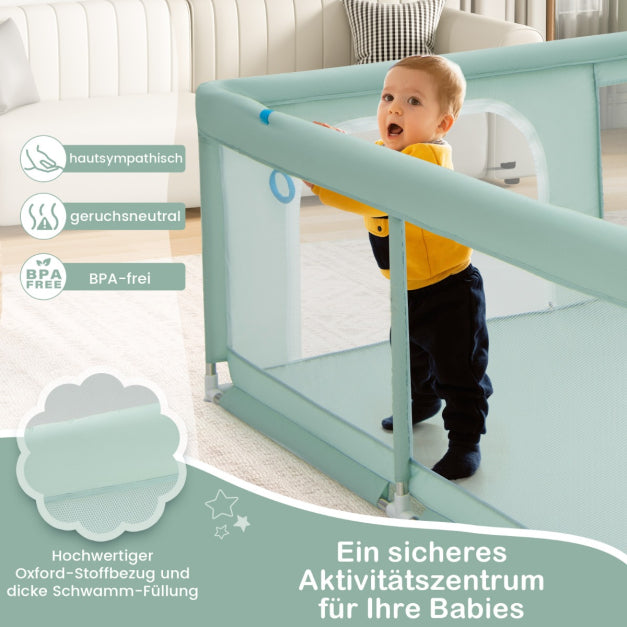 Coast Baby Box - BPA-frei - Türbox - 4 Griffe & 50 Ozeanbälle - 200 x 180cm - Grün