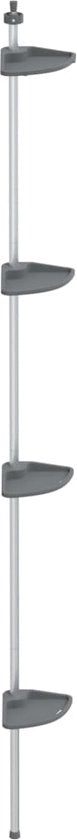 vidaXL – Duschregal – 4-stöckig – teleskopierbar – Eckmodell – Aluminium – silber