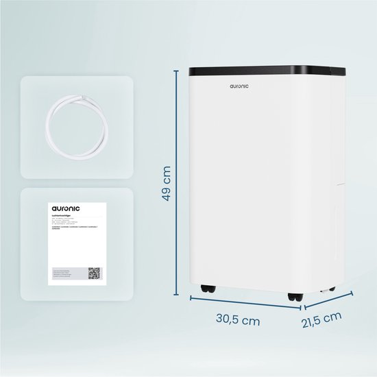 Auronic Luftentfeuchter - Compact Pro Plus - 20L - Schlafzimmer, Badezimmer, Wohnzimmer und Büro - Luftbefeuchter für Innenräume - Weiß