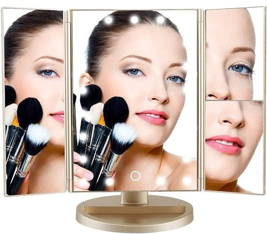 Fuegobird Schminkspiegel mit Beleuchtung - dimmbar - Waschtisch - für Make-up - inkl. 10x Vergrößerung - mit Organizer - LED