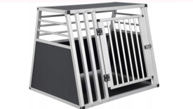 EUGAD Hundetransportbox Schwarz/Silber – 80 x 65 x 65 cm – Aluminium – L/XL