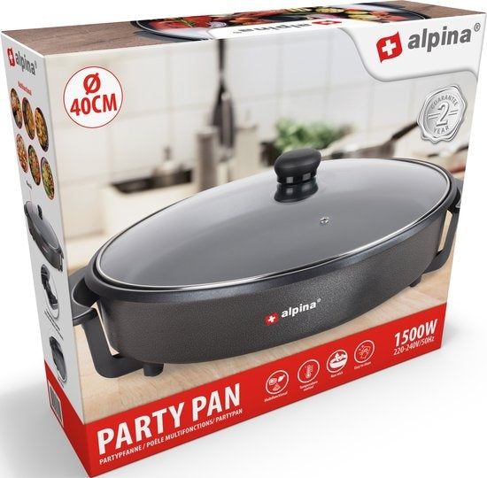 alpina Elektro-Geschirrspüler - Party-Pfanne - Antihaftbeschichtung - 1500 W - Temperaturregler - Ã˜ 40 cm