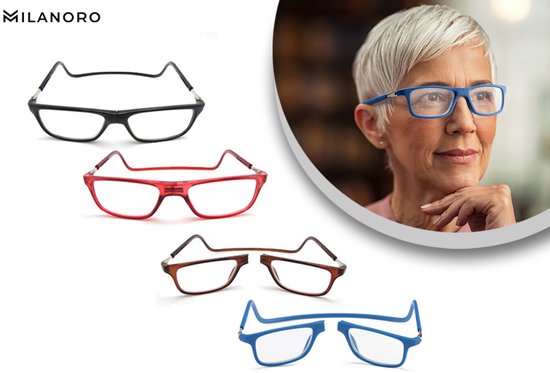 Milanoro - Magnetische Brille - Blau - Stärke +3