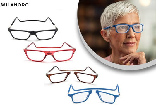 Milanoro - Magnetische Brille - Blau - Stärke +3