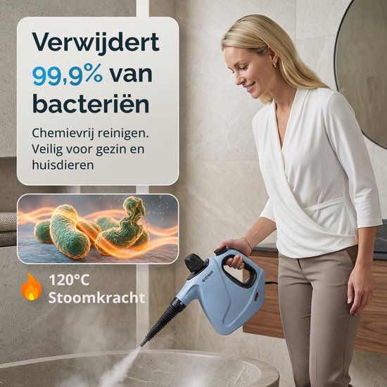Joyware® 18-in-1-Dampfreiniger S2 – Handdampfreiniger mit Steam Lock – Teppich- und Fleckenreiniger für Sofa, Badezimmer und Polster – Dampfreiniger – 1050 W – 450 ml