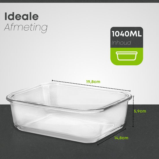 Savoré Küche Aufbewahrungsschalen Set - mit Dampf Deckel - Mahlzeit Prep Trays - Gefrierschrank Tabletts Glas - luftdicht - 5 Stück - 1040 ML