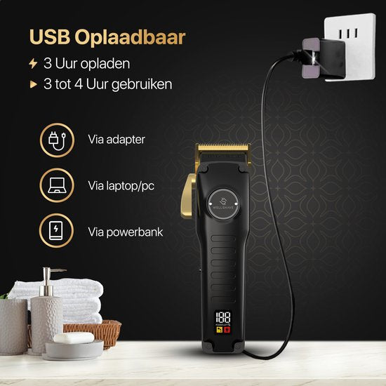 Wellshave Clippers Men Pro - Trimmer für Kopf & Bart - Clippers Men Head Hair - Haartrimmer Men - Haarschneider - Trimmer