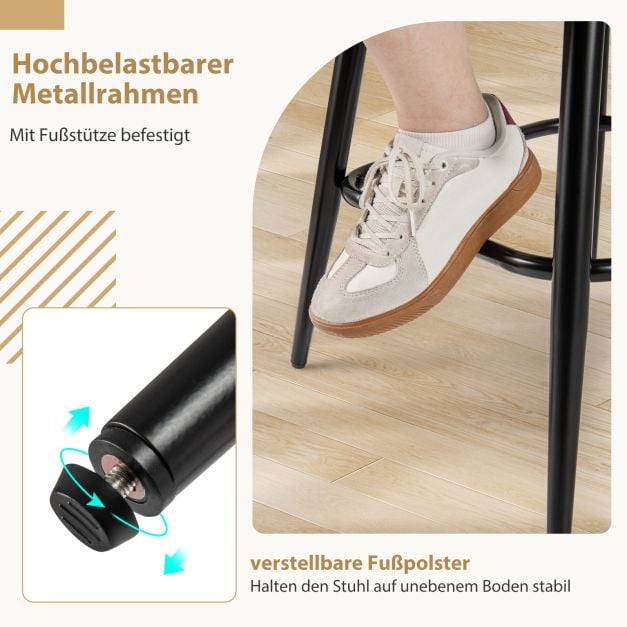 Coast 2er-Set Barhocker – Weiß/Schwarz – um 360° drehbar – Sitzhöhe 69 cm