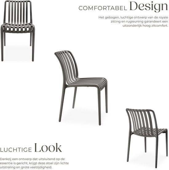 tectake® 4er Set Gartenstühle Alcudia - Anthrazit - Kunststoffstühle - Stapelbar - Stühle für Garten, Terrasse oder Balkon - Wetterfest und UV-beständig - Belastbarkeit 120kg pro Gartenstuhl