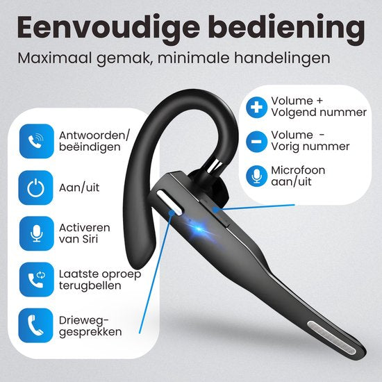 Otiume Wireless Headset mit Mikrofon - Geräuschunterdrückung - Freisprecheinrichtung - Funktioniert als Bluetooth Headset für jedes Gerät