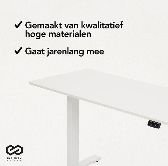 Infinity Goods Zit Sta Bureau - Elektrisch höhenverstellbar (von 70 bis 120 cm) - 120 x 60 CM - Weiß