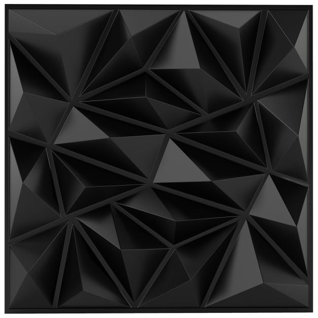 Coast 3D-Wandpaneele „Diamant“ – 40 Stück à 50 x 50 cm – 10 m² – Schwarz