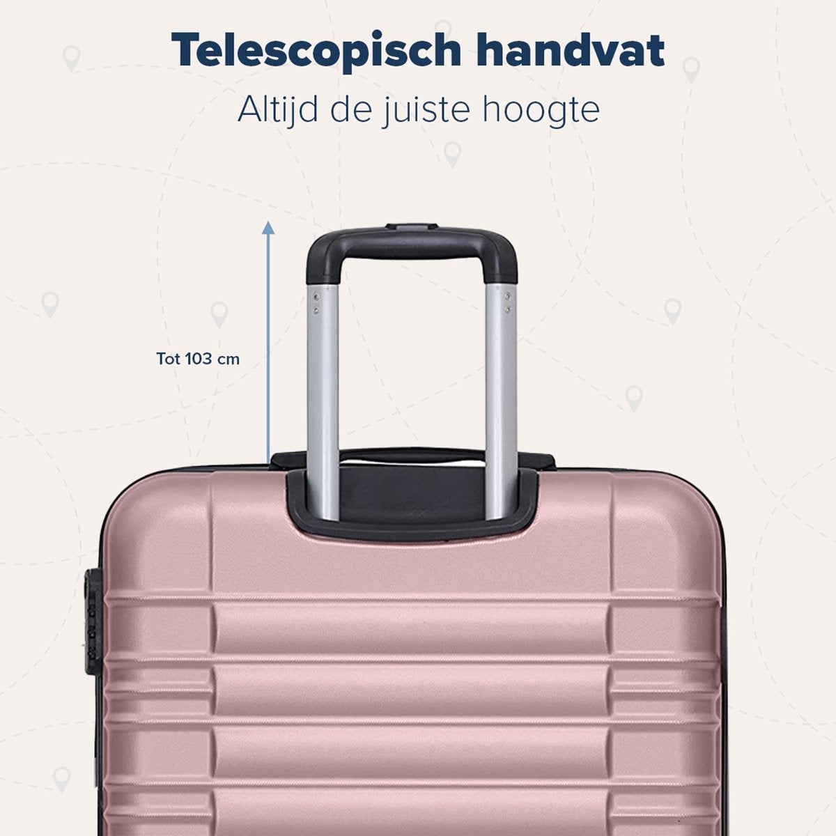 TRVLMORE - Kofferset - 2 Stück - 38L (Handgepäck) + 110L - Rose Gold