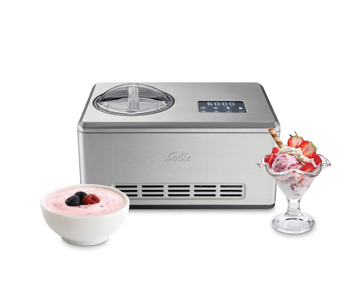 Solis Gelateria Pro Touch Eismaschine - Selbstgefrierend - Für Eis & Joghurt - Edelstahl - Silber