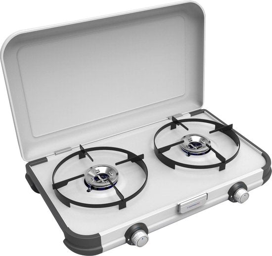 Campingaz Camping Kitchen 2 CV Campingkocher – 2-Flammen-Kocher – 2 × 2000 Watt – silbergrau
