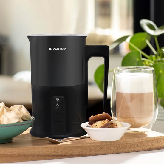 Inventum MK350B – Elektrischer Milchaufschäumer – 115/240 ml – Warm-/Kalt-Aufschäumen – Erhitzen – PFAS-frei – Antihaftbeschichtung – Schwarz