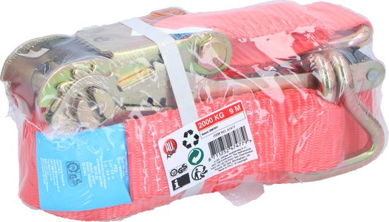 All Ride Zurrgurt mit Ratsche - Zurrgurt 9 Meter - Max. 2000KG - Nylon - Rot