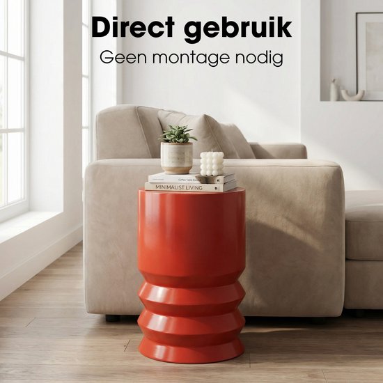 Mica Decorations Mart Beistelltisch – Runder Beistelltisch – Tischchen – Couchtisch – Beistelltisch für das Wohnzimmer – Auch als Pflanzentisch oder Pflanzenständer geeignet – Metall – 46 x 30 cm – Rot