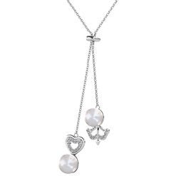Yolora Elegance Halskette mit Anhänger - Kalpa Camaka Perle und Kristalle - Silber - 18K Weißgold vergoldet - Damen Halskette Silber - Schmuck - Luxus Geschenkbox - Geschenkbox - Exklusive Geschenkbox - Schöne Geschenkverpackung