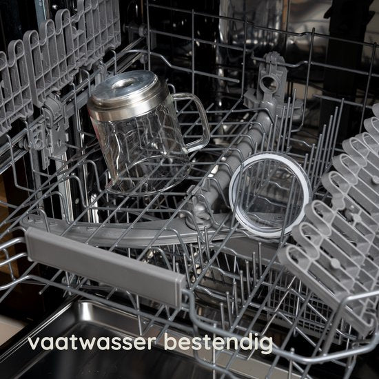 Safecourt Kitchen Glas-Milchaufschäumer - Elektrischer Milchaufschäumer - Antihaftbeschichtung - 600 Watt - Schwarz