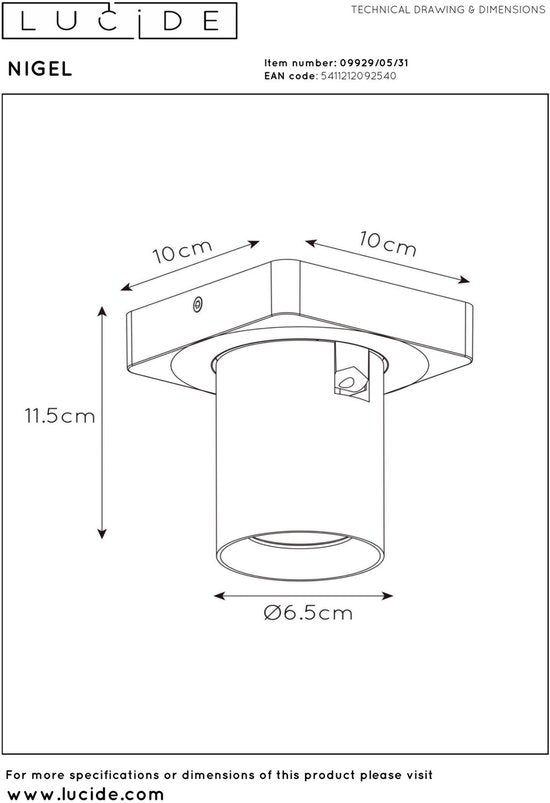 Lucide NIGEL – Deckenstrahler (Deckenleuchte) – LED „Dim to warm“ – GU10 – 1×5 W 2200 K/3000 K – Weiß