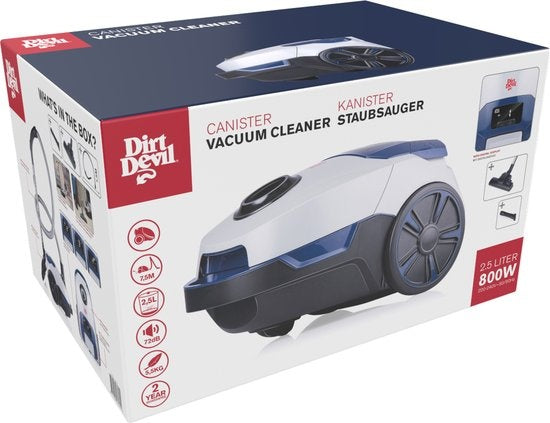Dirt Devil Staubsauger mit Beutel DD2002 - HEPA 10 Filter - 2 Aufsätze - Weiß