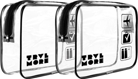 TRVLMORE Transparente Kulturtasche - 2 Stück - Schwarz/Transparent