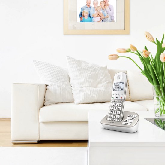 Philips Home phone XL4951S/38 - Festnetz - 1 Mobilteil - Schnurlos - mit Anrufbeantworter - Praktische Extras für Senioren - Weiß