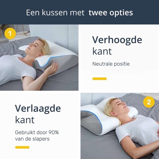 Anti-Schnarch-Kissen - Für jede Schlafposition - 60x40 cm - Kissen - Apnoe - Ergonomisch & orthopädisch - Memory-Schaum - Alyze