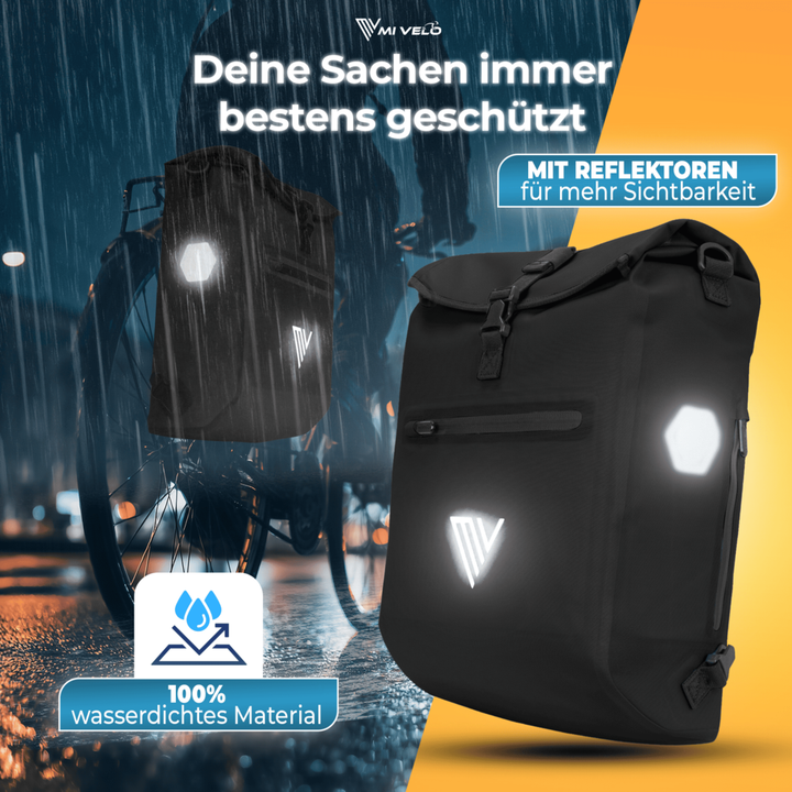 Mivelo LINO 3-in-1-Fahrradtasche und Rucksack – 20 Liter – Schwarz