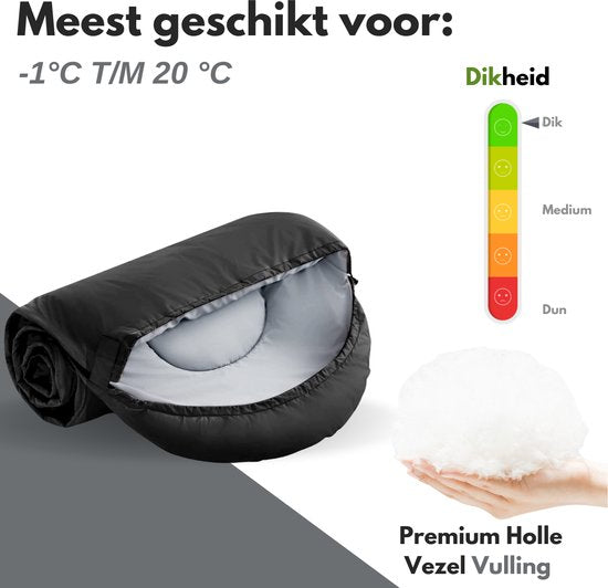 Vertrex Peak Comfort Mumienschlafsack Extra Warm - Schlafsäcke Erwachsene - Camping - Schwarz