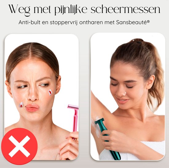 4-in-1 Bikini-Trimmer - Sansbeauté® - Gesicht - Achseln - Beine - Bikinizone - Augenbrauentrimmer - Gesichtshaarentfernung Damen - Intimbereich - Ladyshaves Bikini - Epilierer elektrisch