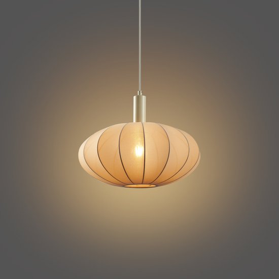 QAZQA bida – Japandi-Hängelampe – 1 Leuchtmittel – Ø 42 cm – Beige – Wohnzimmer | Schlafzimmer | Küche