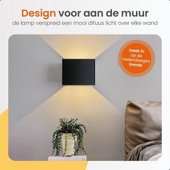 Goliving Wall Lamp Rechargeable - Wandleuchte für Innenräume - Kabellos - Mit Bewegungssensor - USB-C - 4400 mAh - Warmweißes Licht - 10 x 10 x 10 cm - Schwarz