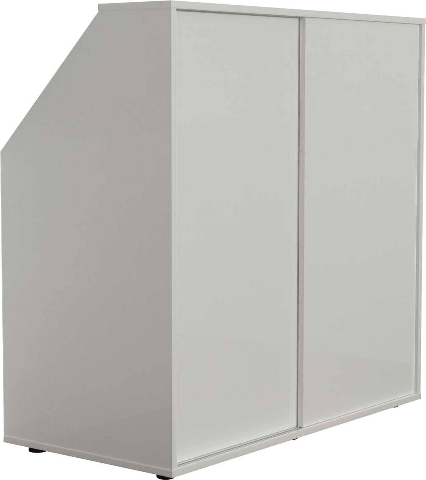VDD Schrägwandgarderobe Kleiderschrank - weiß - 100x100x50 cm - Schiebetüren - Einlegeböden und Kleiderstange