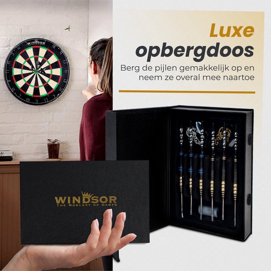 WINDSORÂ¬Ã† Cavelier 3 Dart Set mit 6 Darts, Deluxe Aufbewahrungsbox, 12 Flights, Flight Protectors, Dartspitzer und Dartwerkzeug