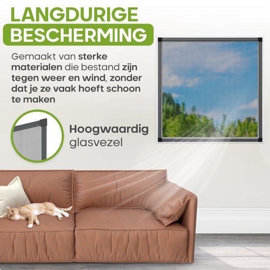 O'DADDY® Fenstergitter - 100x150 cm - Anpassungsfähiges Fliegengitter - Glasfaser - Drahtgeflecht - Insektenschutzgitter - Vielseitig und einfach zu montieren - Schwarz