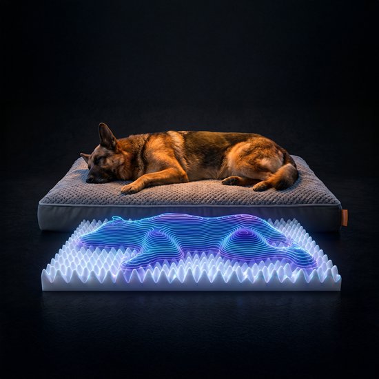 Happysnoots® Orthopädisches Hundekissen – XXL-Hundekorb 100 x 70 x 12 cm – Waschbares Hundebett für große Hunde – Grau mit Reißverschluss