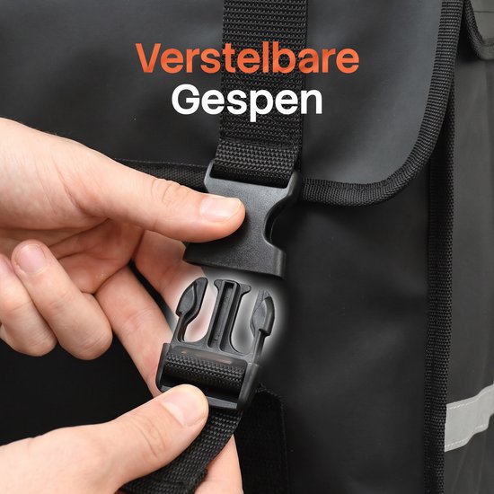 Brixy Doppel-Fahrradtasche – Wasserdichte Fahrradtaschen – 45 l – Mit Reflektoren – E-Bike – Schwarz