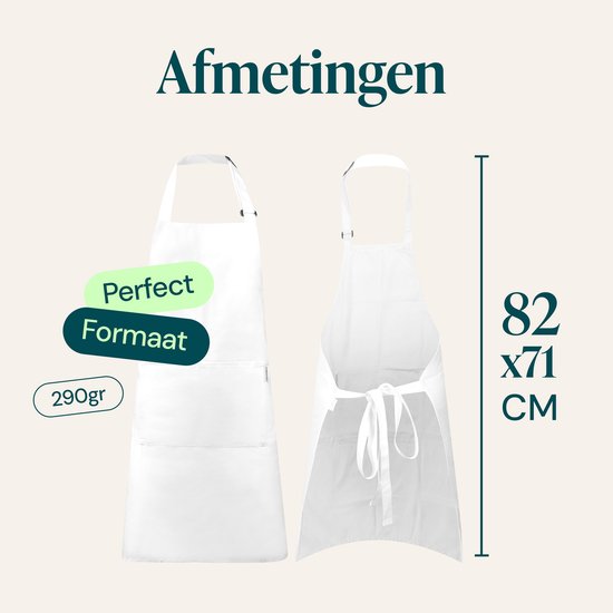 Castagnola-Küchenschürze – Wasser- und schmutzabweisend – Professionelle Kochschürze – BBQ-Schürze für Damen und Herren – Unisex – Verstellbare Schnalle – Extra große Taschen – Weiß